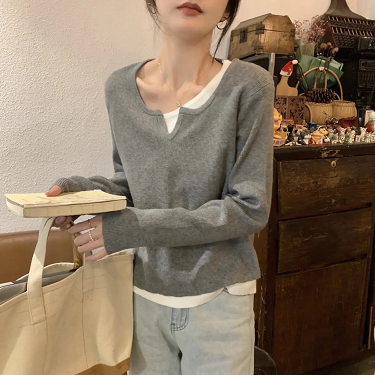 Black Knit Inner Layer Sweater for Women Autumn Winter 2025 - Image 3