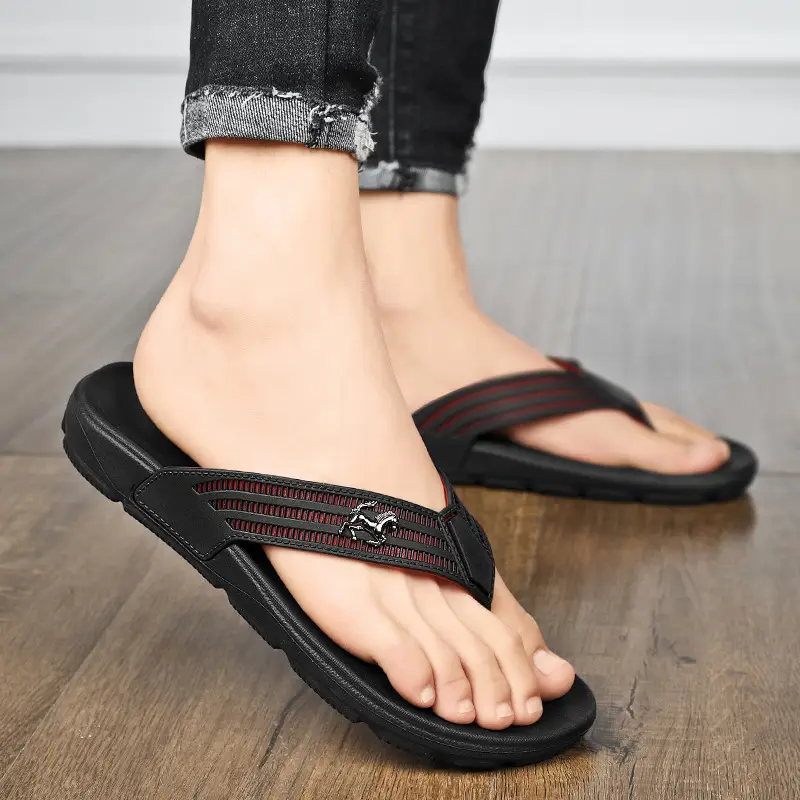 Men's Black Korean Style Clip Sandals Summer