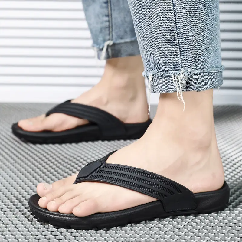 Men's Black Korean Style Clip Sandals Summer