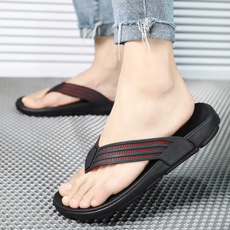 Men's Black Korean Style Clip Sandals Summer