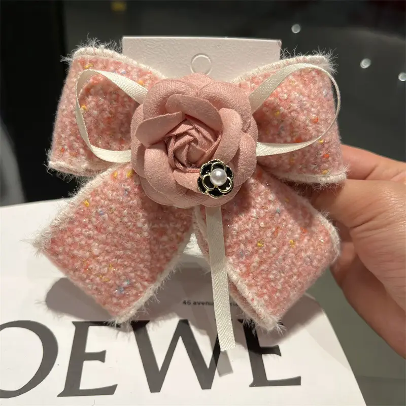 Pink Rose Hair Loop for Women's Back of Head — feature 4