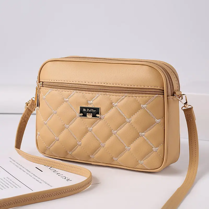 Trendy Women's Quilted Crossbody Bag Tan 2025 - Image 3