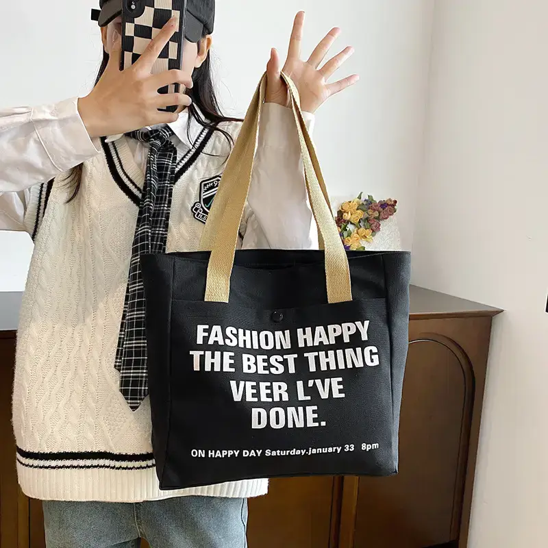 Women's Black Letter Handbag Large Capacity Daily Matching - Image 3