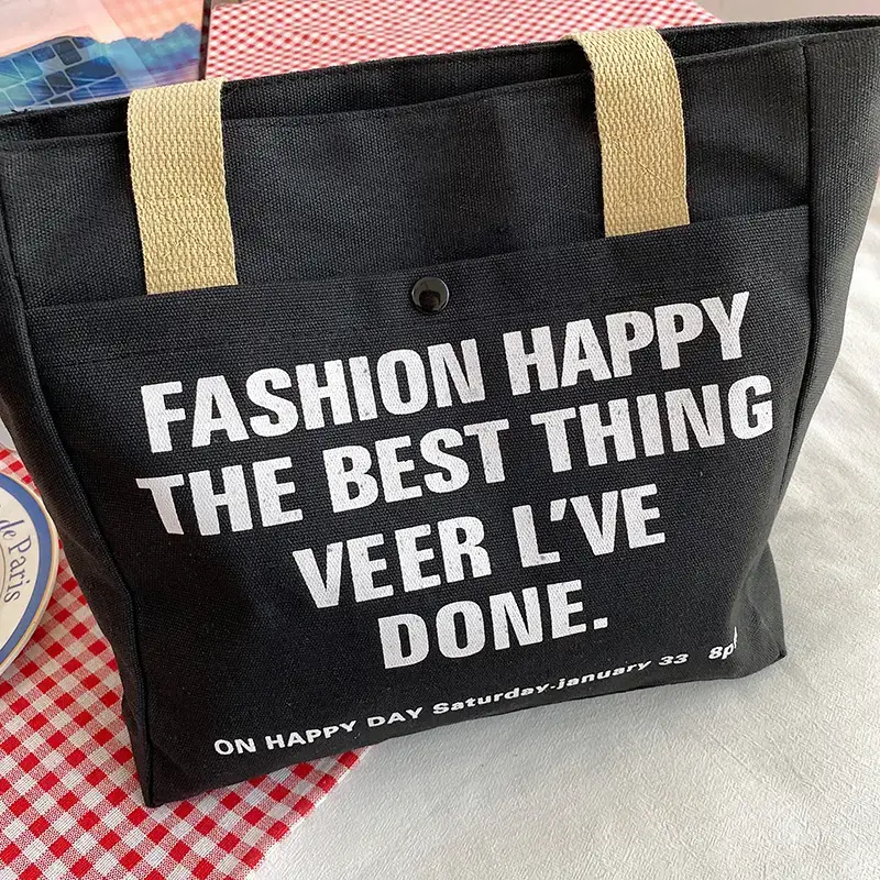 Women's Black Letter Handbag Large Capacity Daily Matching - Image 4
