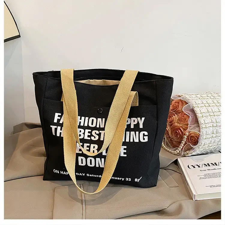 Women's Black Letter Handbag Large Capacity Daily Matching — feature 25