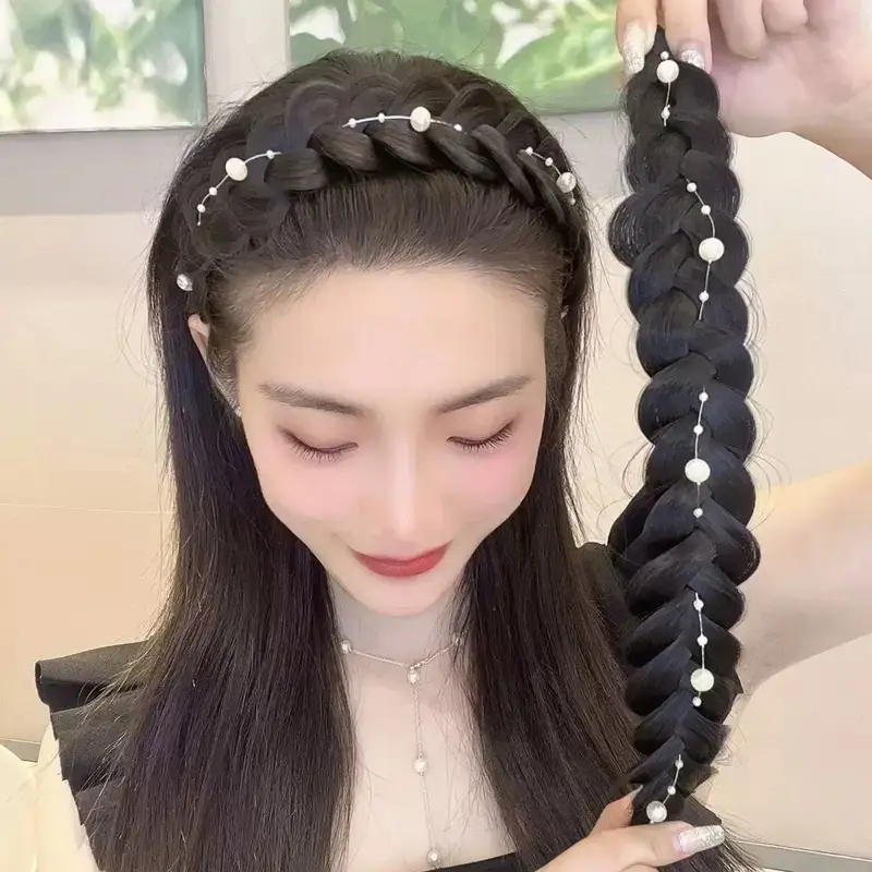 Women's Fish Bone Braided Hair Hoop for High Cranial Top - Image 14
