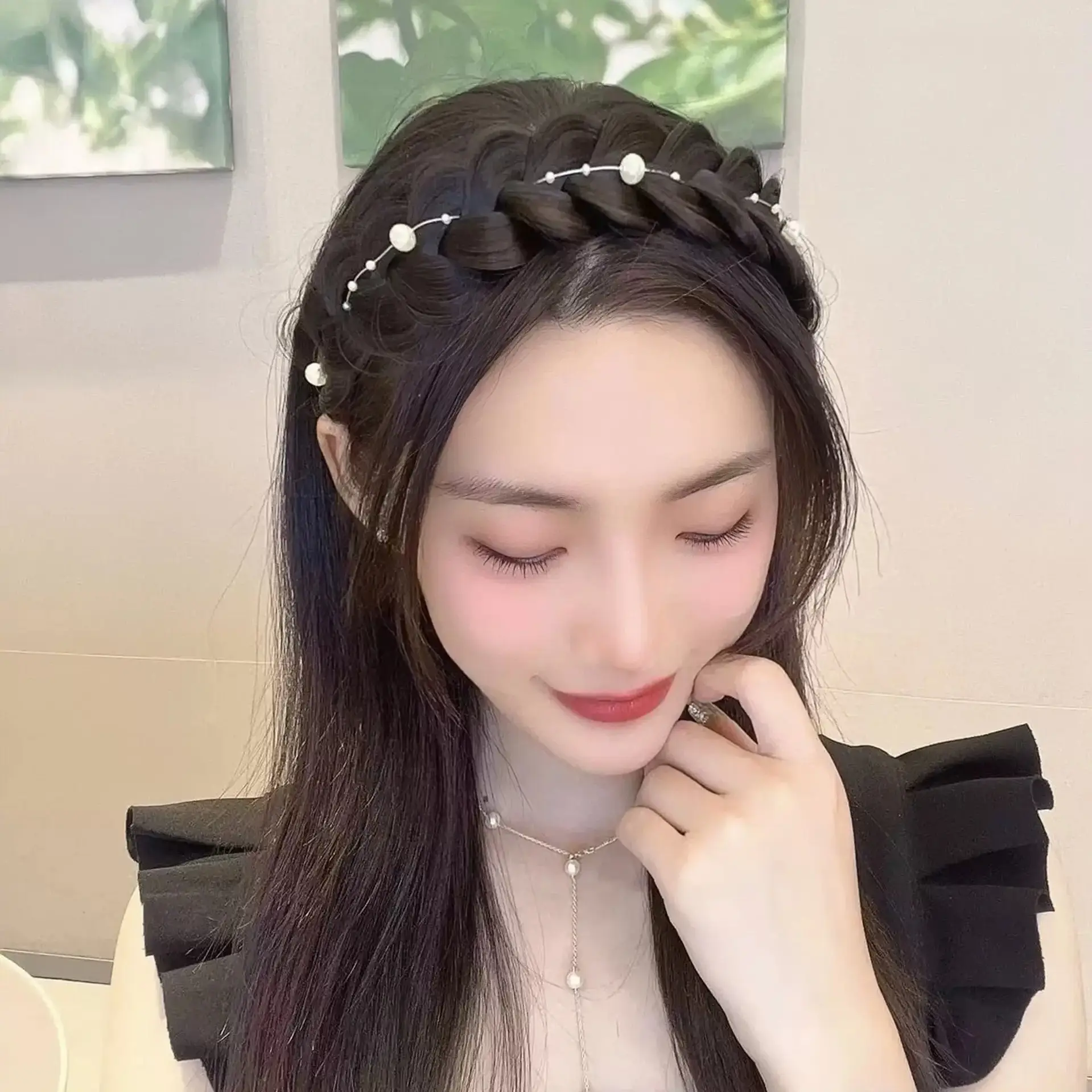 Women's Fish Bone Braided Hair Hoop for High Cranial Top - Image 15
