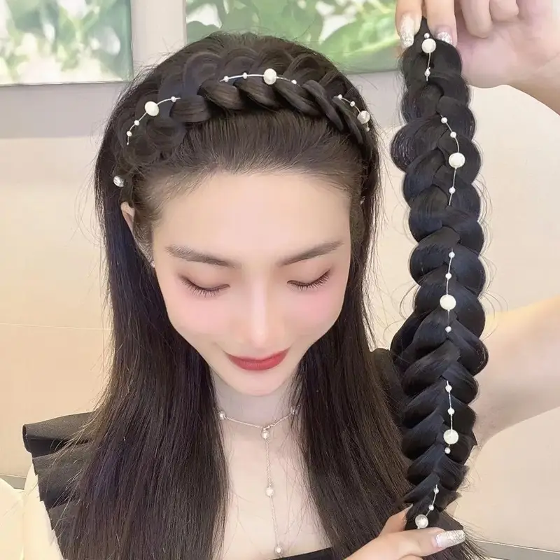 Women's Fish Bone Braided Hair Hoop for High Cranial Top — feature 4