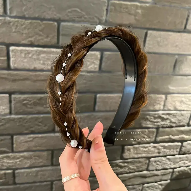 Women's Fish Bone Braided Hair Hoop for High Cranial Top - Image 2
