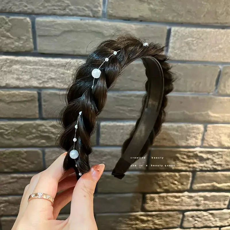 Women's Fish Bone Braided Hair Hoop for High Cranial Top - Image 3