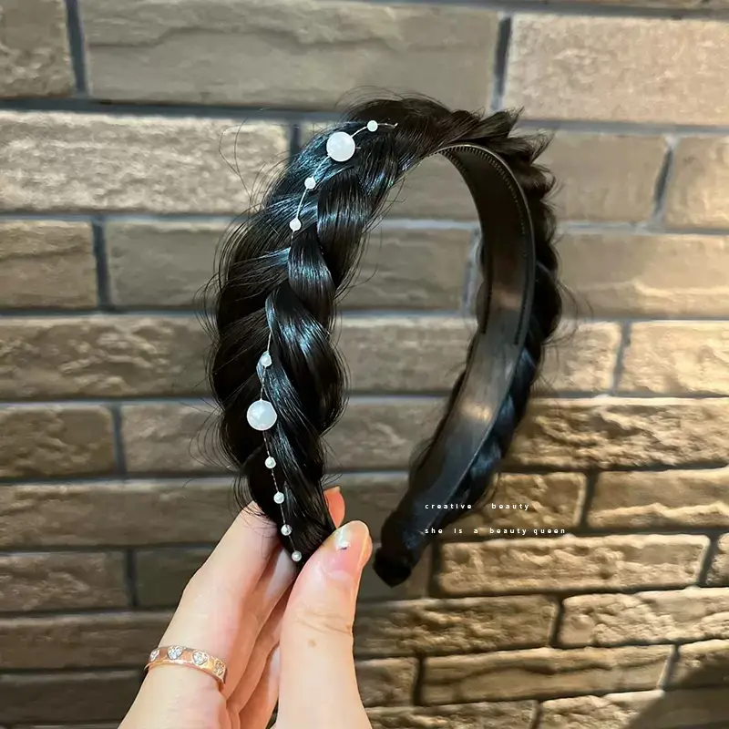 Women's Fish Bone Braided Hair Hoop for High Cranial Top - Image 4