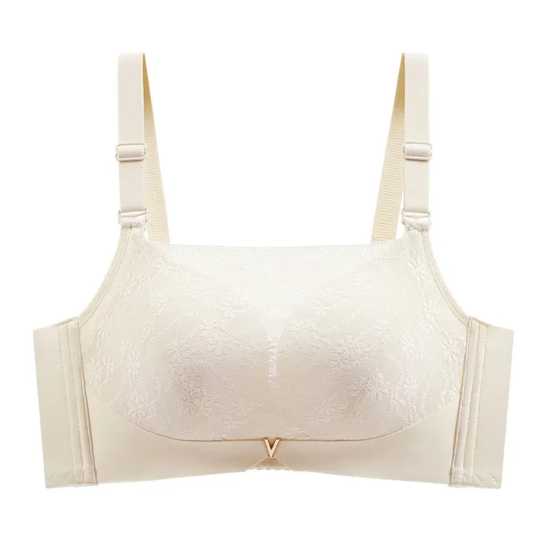 Women's Adjustable Lace Bra Pink White Adjustable Straps - Image 11
