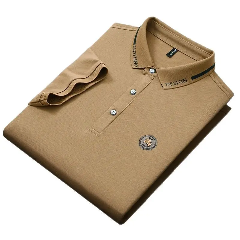 Men's Black Embroidered Polo Shirt Short Sleeve