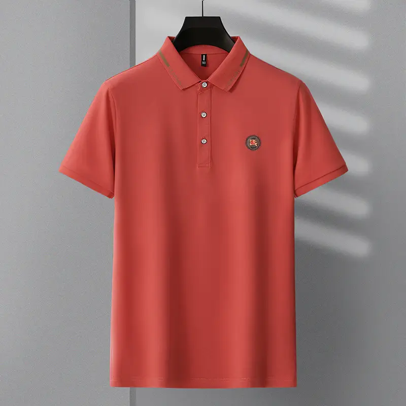 Men's Black Embroidered Polo Shirt Short Sleeve