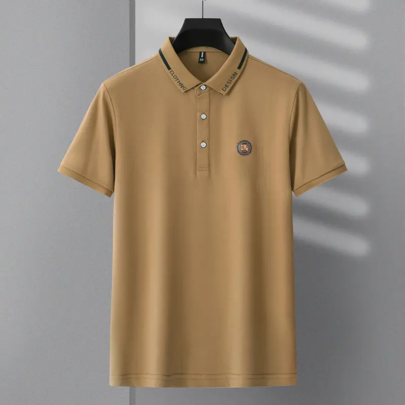 Men's Black Embroidered Polo Shirt Short Sleeve
