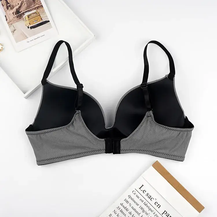 Gray French Underwear Bra with 3-Row Design - Image 5