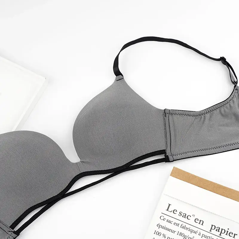Gray French Underwear Bra with 3-Row Design — feature 10