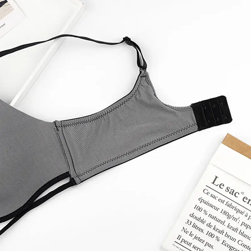 Gray French Underwear Bra with 3-Row Design — feature 13