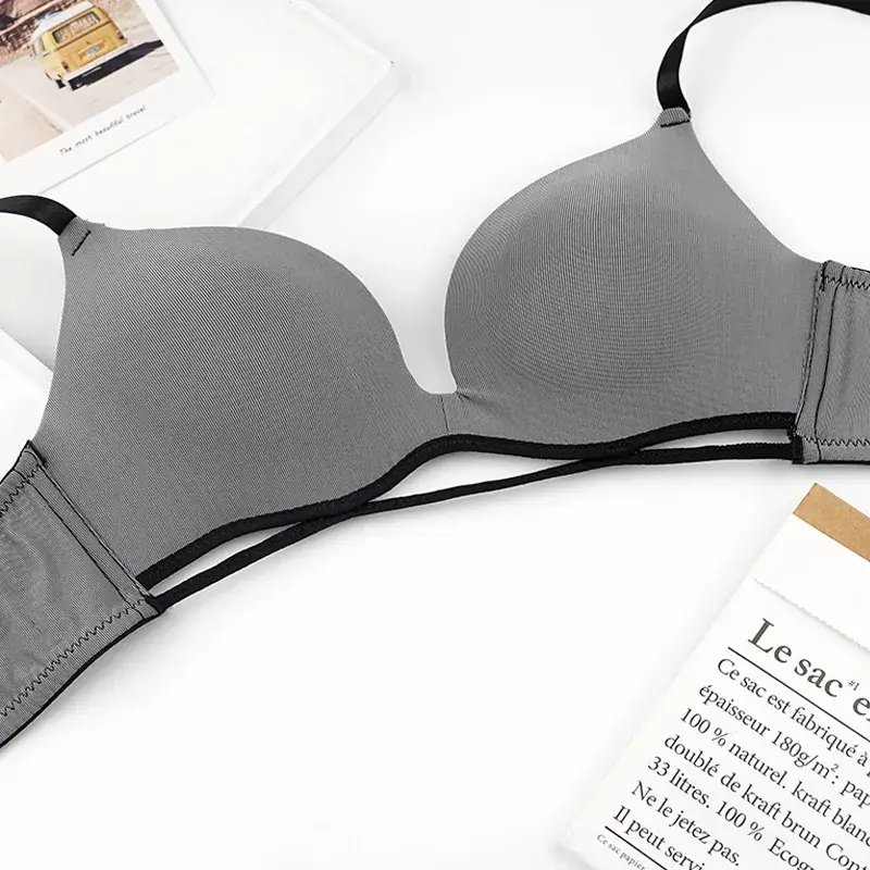 Gray French Underwear Bra with 3-Row Design — feature 8
