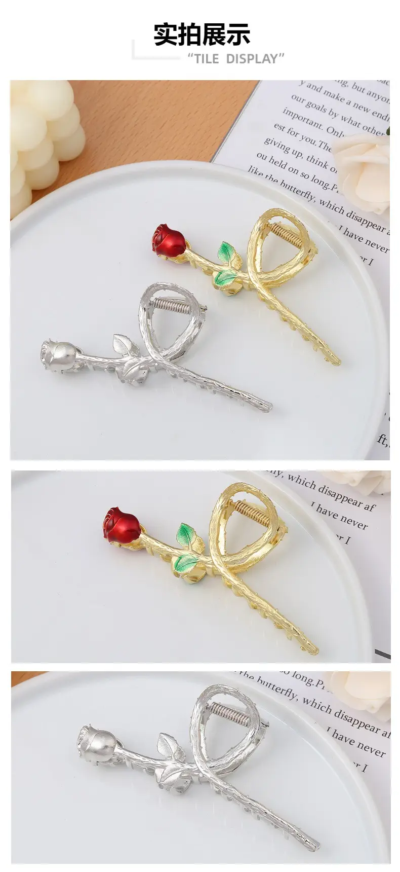 Rose & Shark Hair Clips for Women — feature 4