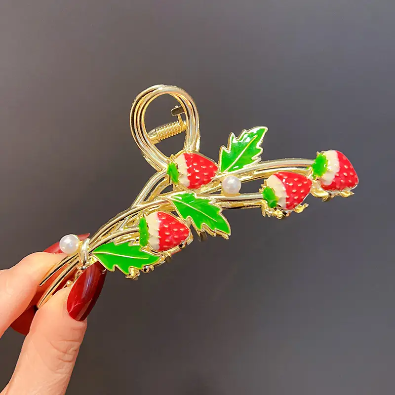 New Super Sweet Drip Strawberry Hairpin for Women - Image 4