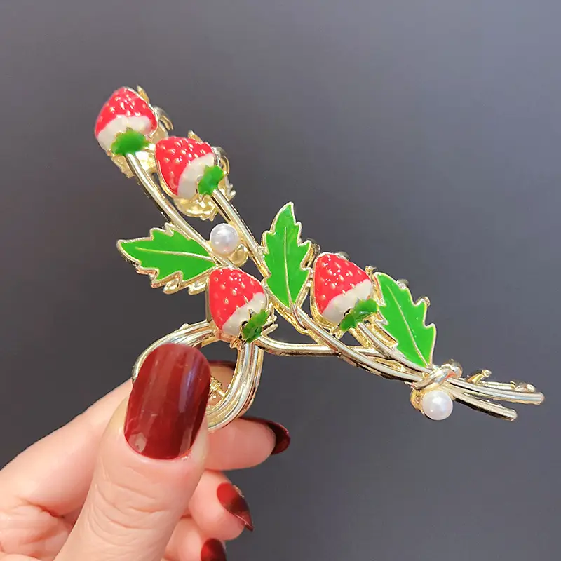 New Super Sweet Drip Strawberry Hairpin for Women - Image 5