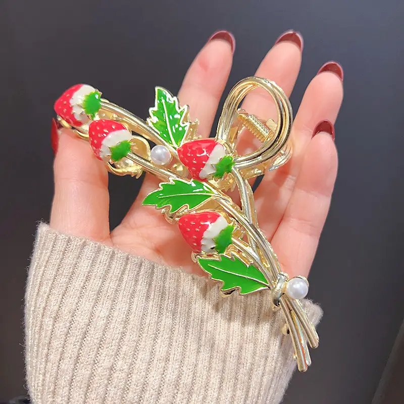 New Super Sweet Drip Strawberry Hairpin for Women - Image 6