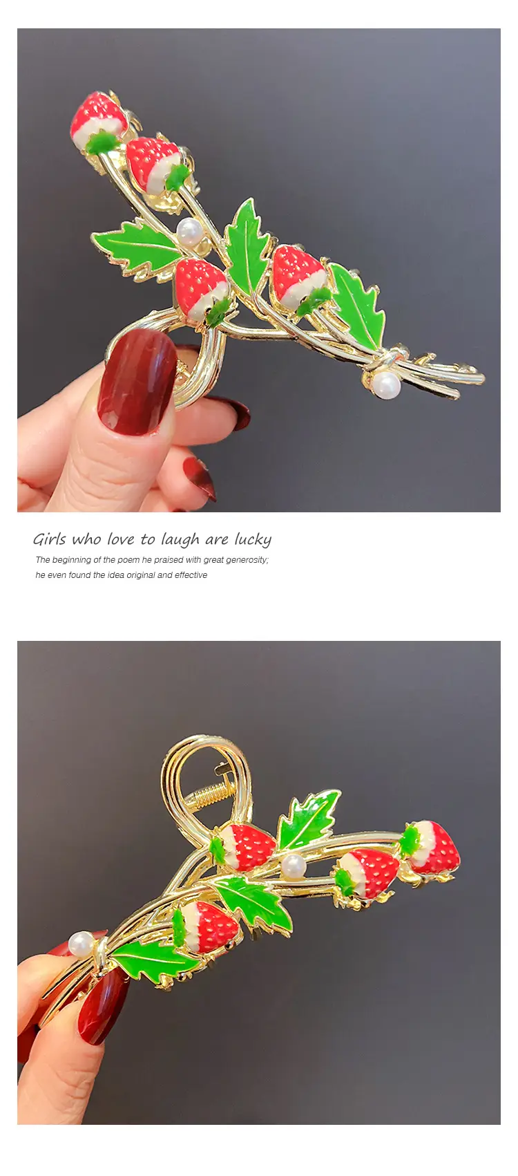 New Super Sweet Drip Strawberry Hairpin for Women — feature 2