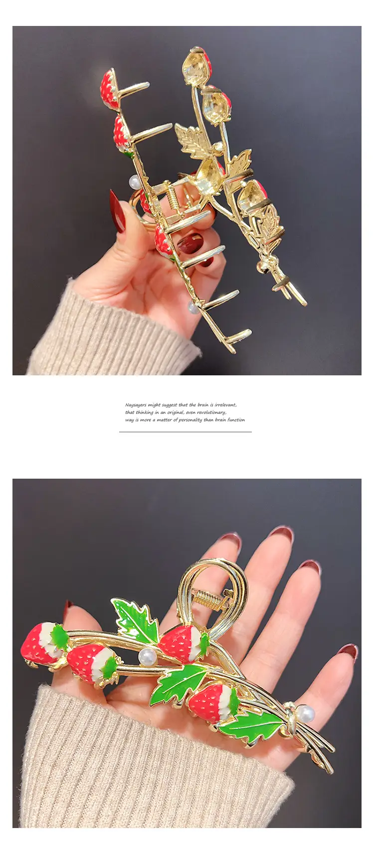 New Super Sweet Drip Strawberry Hairpin for Women — feature 3