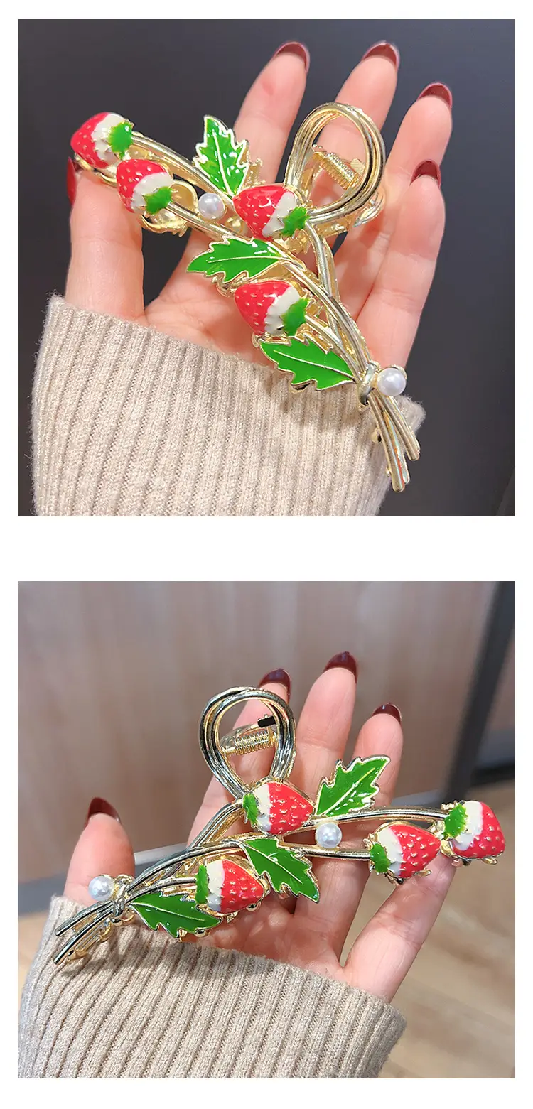 New Super Sweet Drip Strawberry Hairpin for Women — feature 4