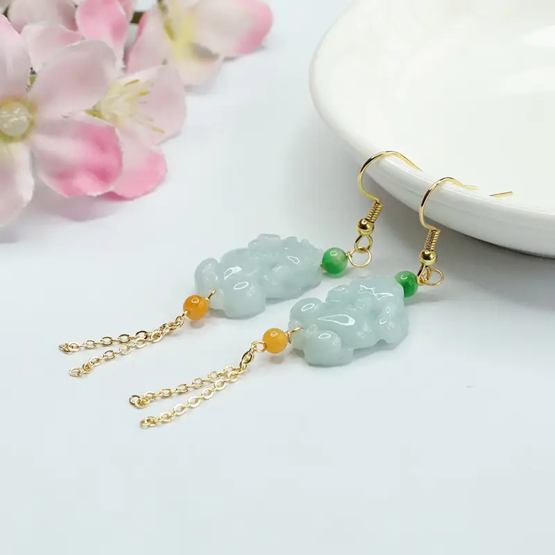 Guan Yu Jade Pixiu Earrings for Women - Image 3
