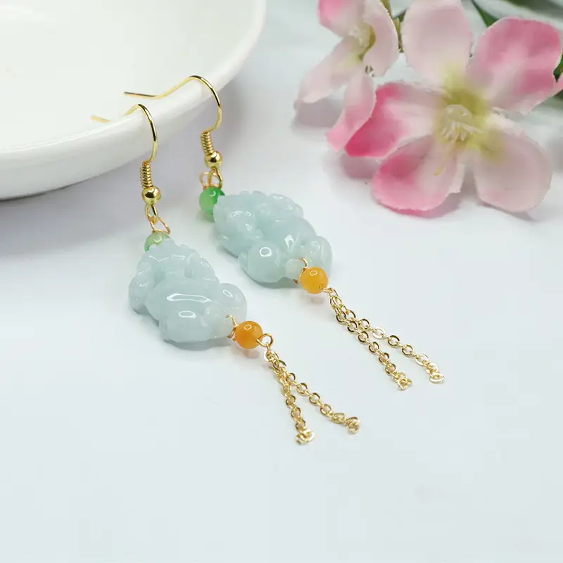 Guan Yu Jade Pixiu Earrings for Women - Image 4