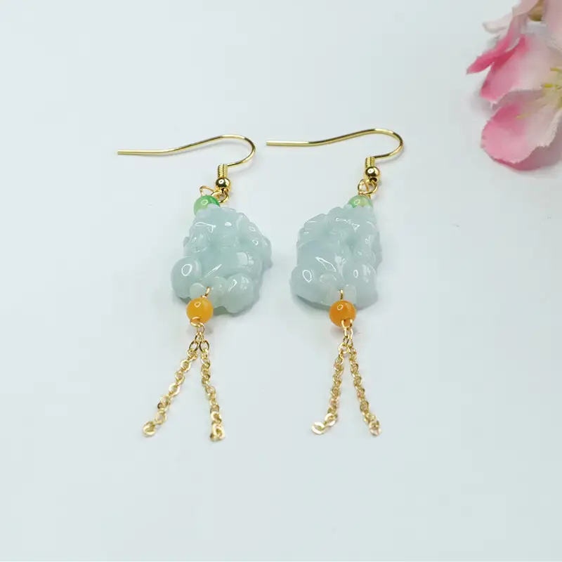 Guan Yu Jade Pixiu Earrings for Women — feature 6