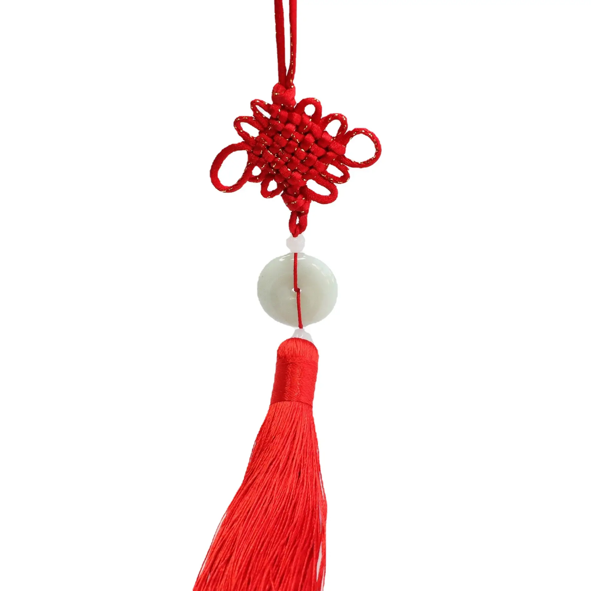 Red Jade Peace Pendant with Chinese Knot Design - Image 6