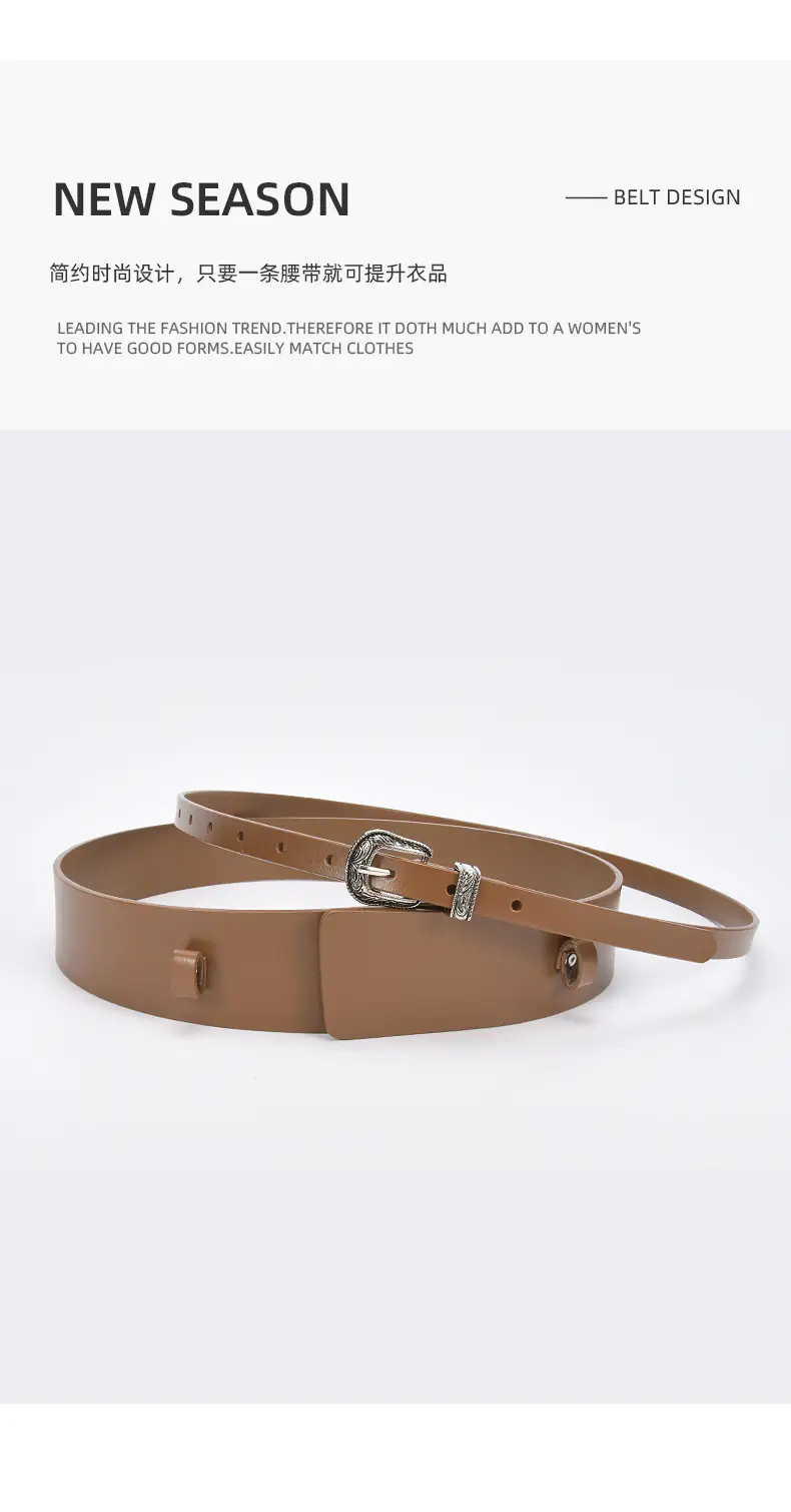 Women's Olive Green Real Cowhide Belt with Buckle β feature 15