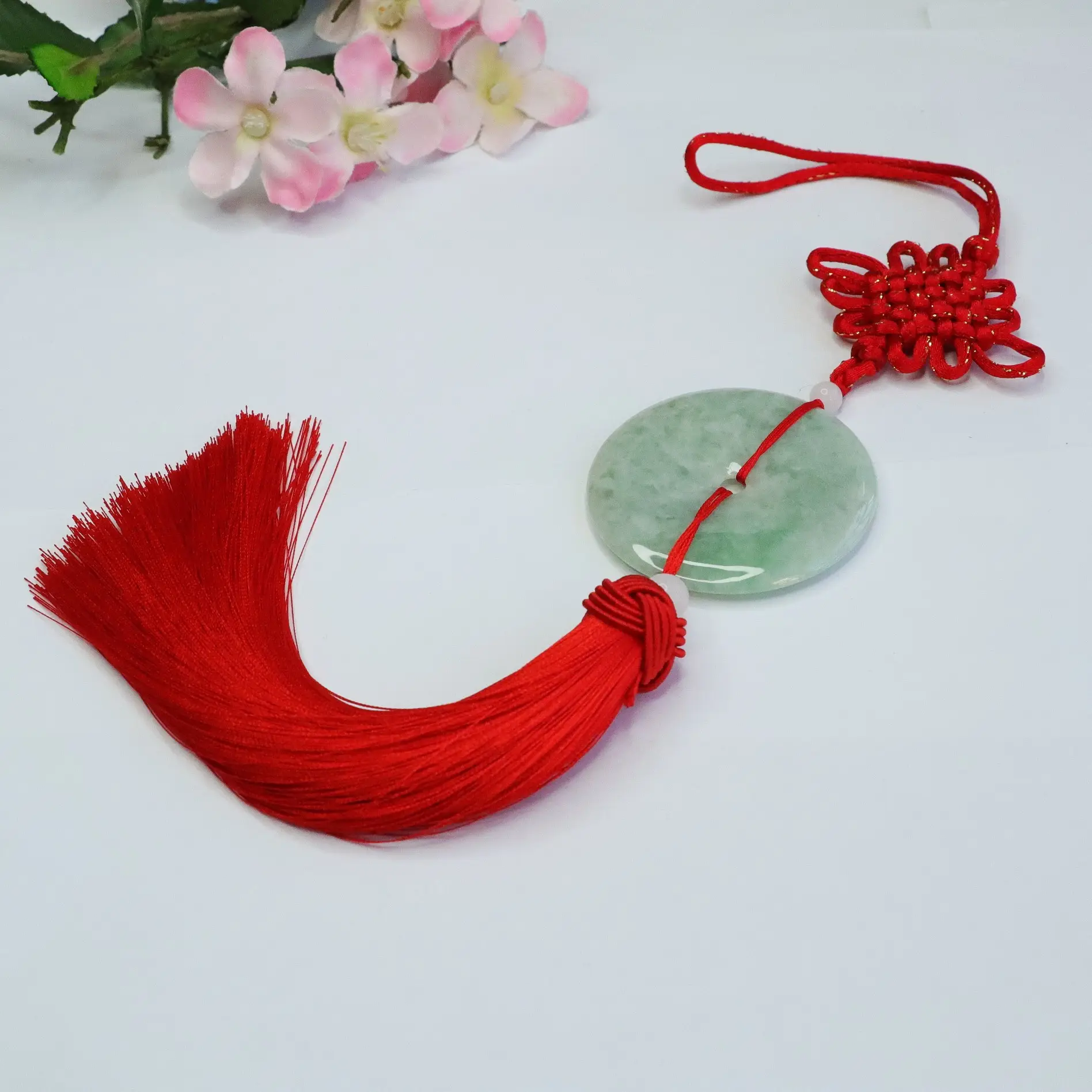 Red Jade Knot Pendant with Tassels for Women — feature 10