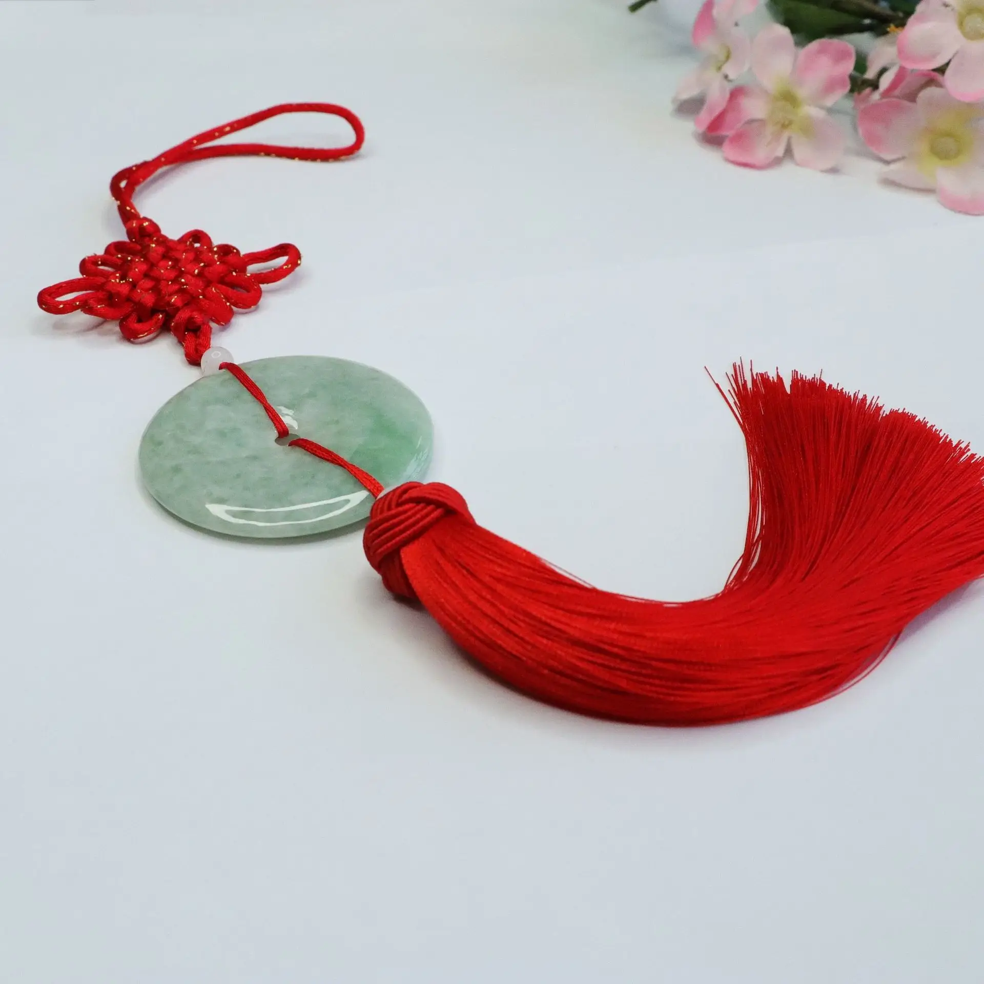 Red Jade Knot Pendant with Tassels for Women — feature 6