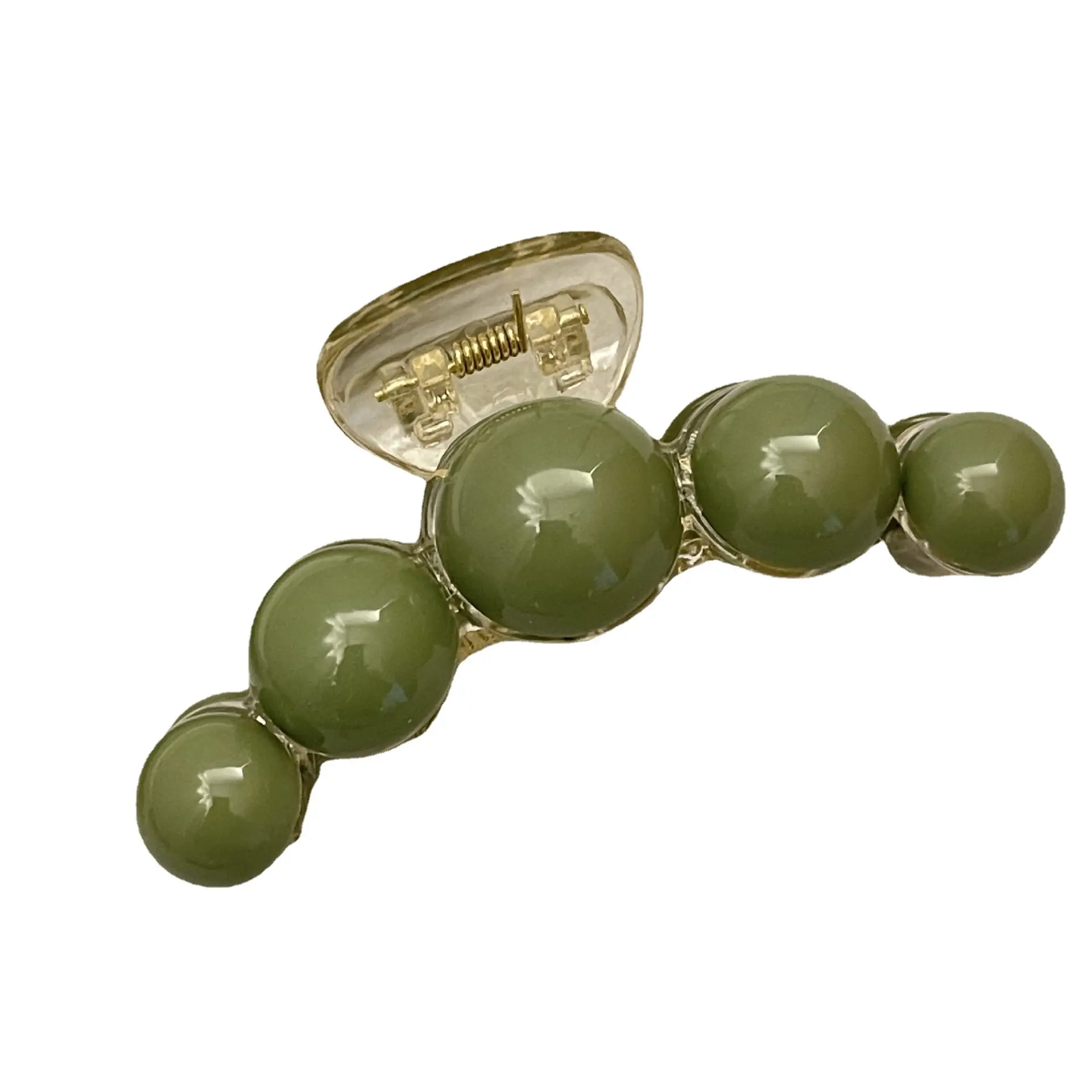 Green Beaded Hair Catch Clip for Women - Image 9