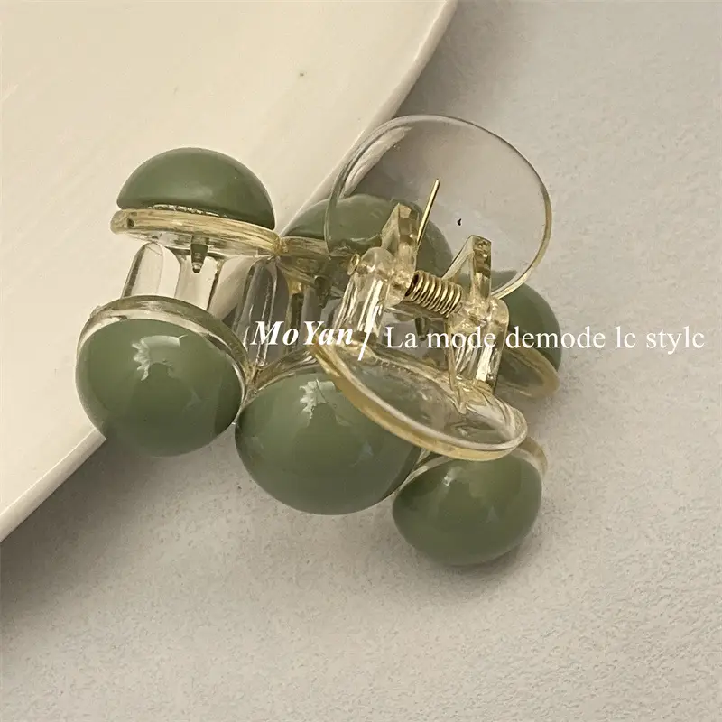 Green Beaded Hair Catch Clip for Women - Image 2
