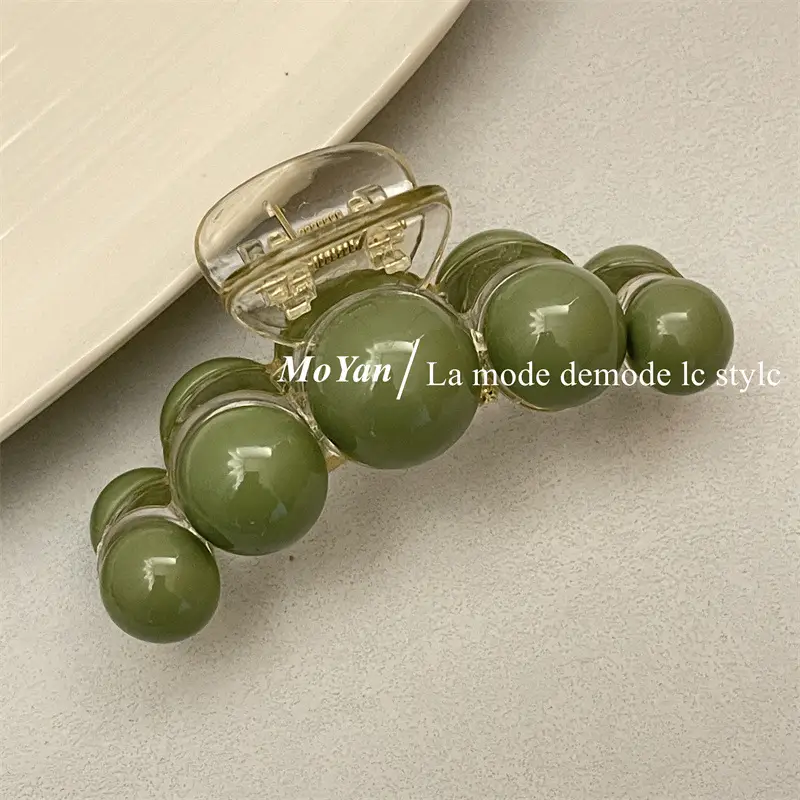 Green Beaded Hair Catch Clip for Women - Image 4
