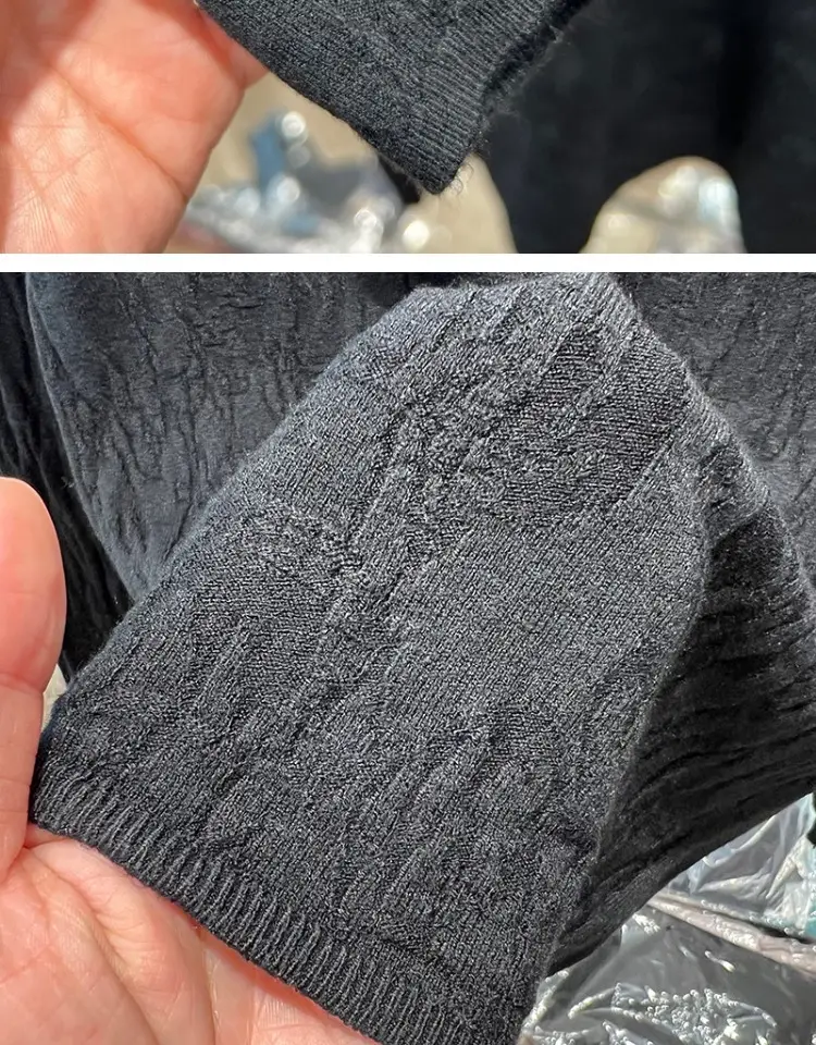 Women's Blue Knitted Semi-High Collar Shirt — feature 15