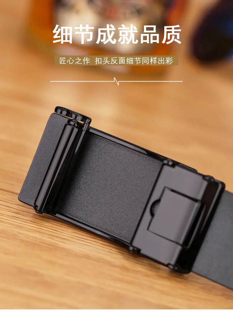Men's Black Croc Leather Belt First Layer Cowhide — feature 5