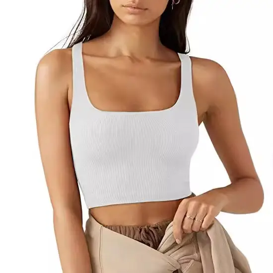 24 Spring Women's Black Threaded Vests Pure Color - Image 10
