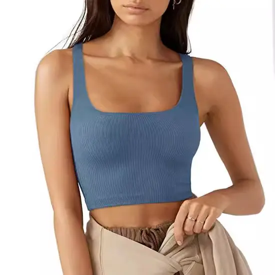24 Spring Women's Black Threaded Vests Pure Color - Image 13