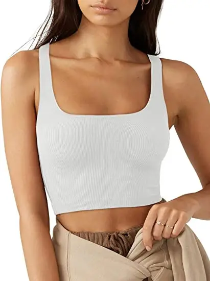 24 Spring Women's Black Threaded Vests Pure Color — feature 2