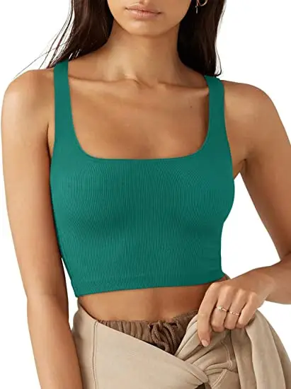 24 Spring Women's Black Threaded Vests Pure Color - Image 5