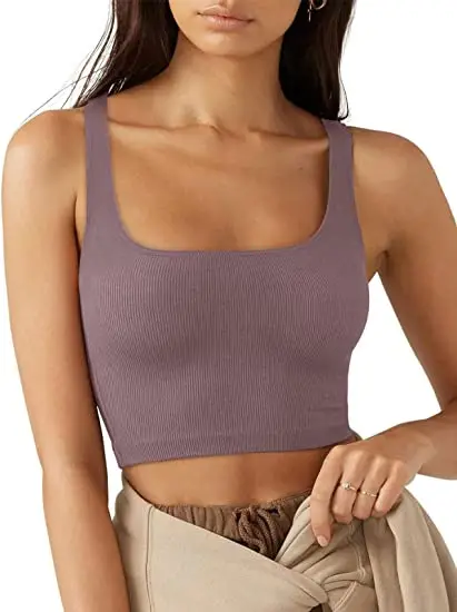 24 Spring Women's Black Threaded Vests Pure Color - Image 6
