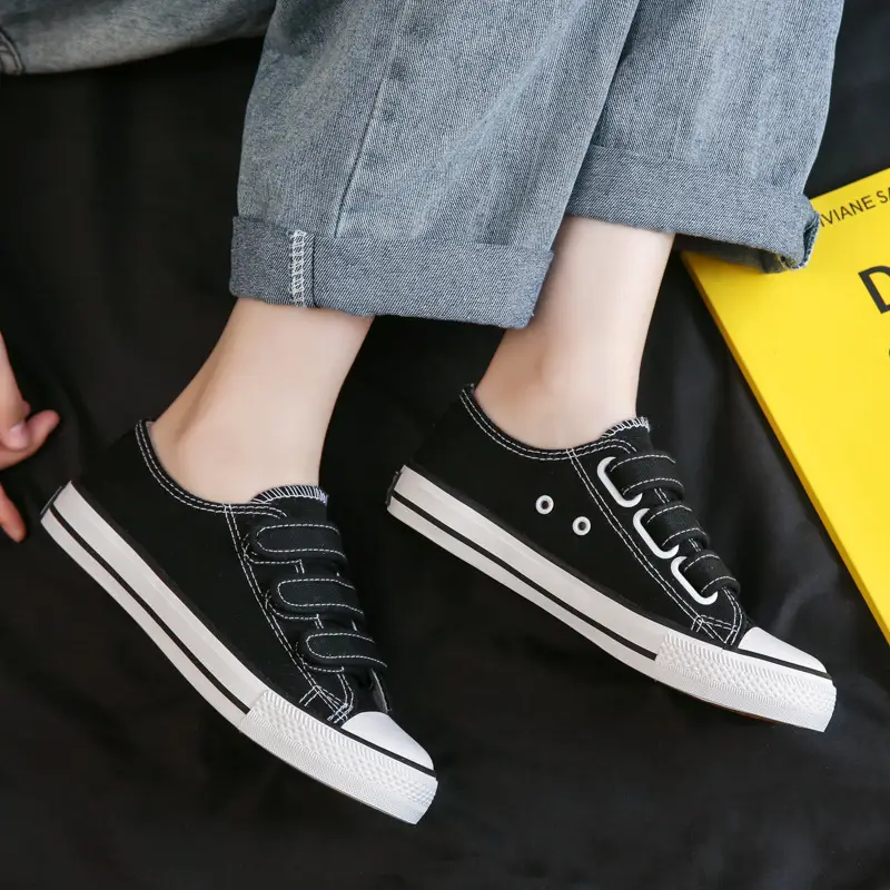 Spring New Low-Top Canvas Shoes for Women Ins Trendy Shoes Hook-And-Loop Cloth Shoes Student Rubber Shoes Velcro Lazy Shoes F003 - Image 4