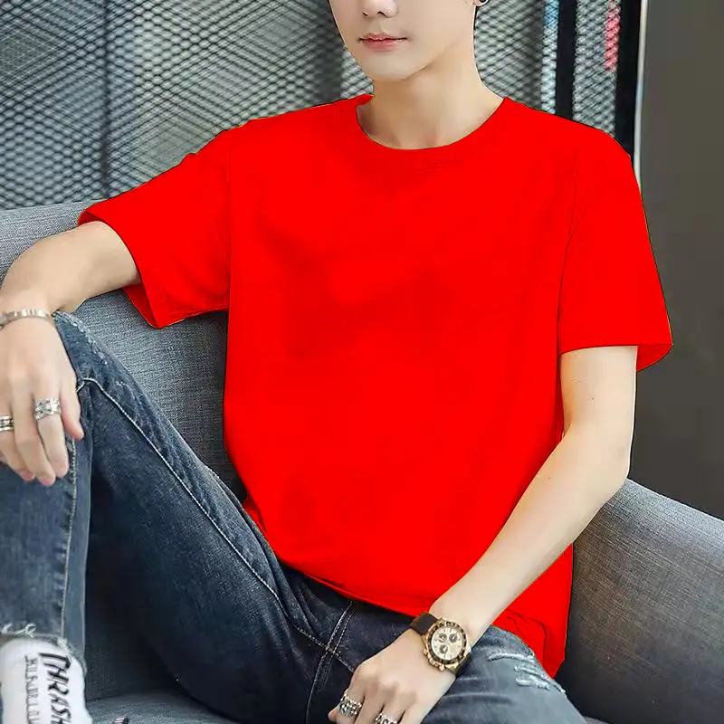 Men Red Slim Fit T-Shirt Round Neck - Image 3