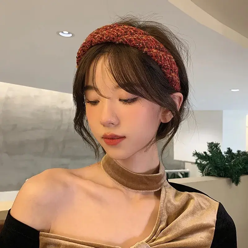 Autumn Winter Red Hair Band for Women Wide Brim Non-Slip — feature 6